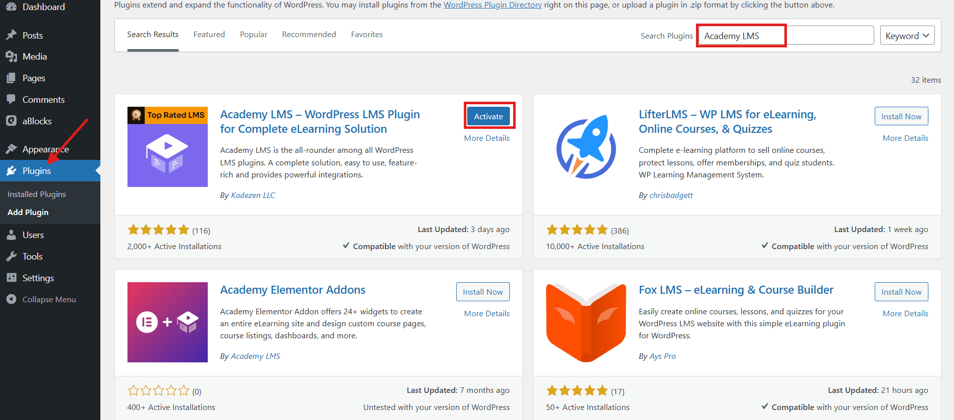 Install Academy LMS