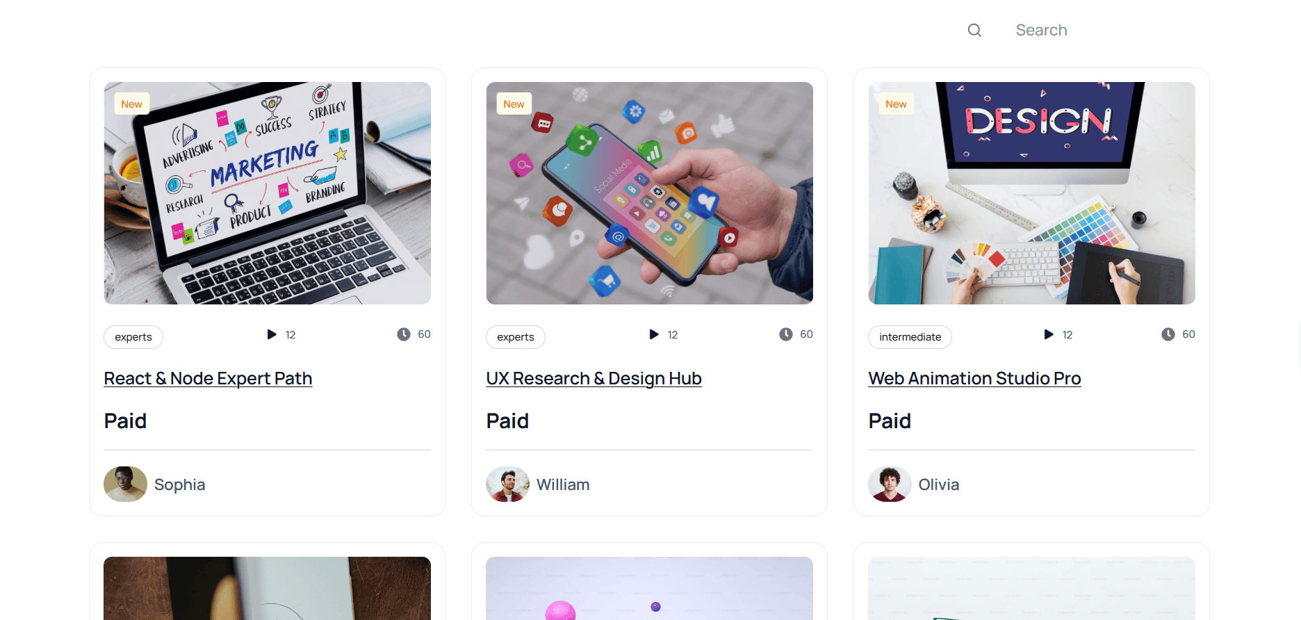 Courses archive page