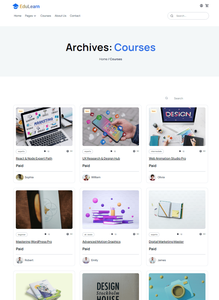 Courses Page