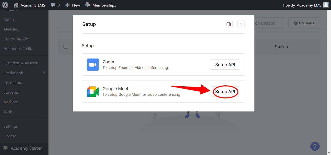 Setup API for Google Meet