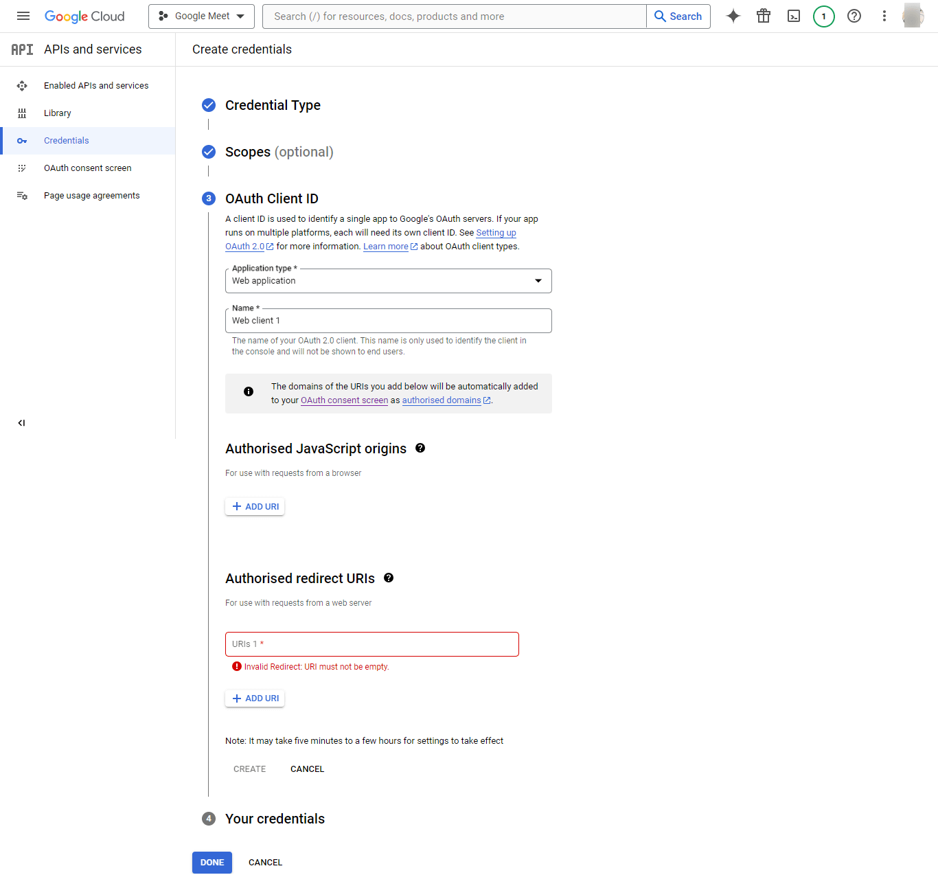 pick the OAuth Client ID
