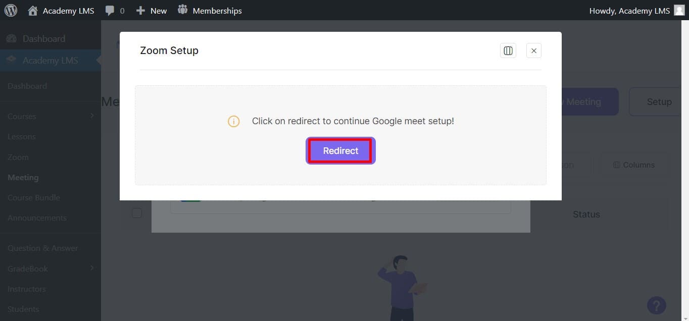 Click on Redirect