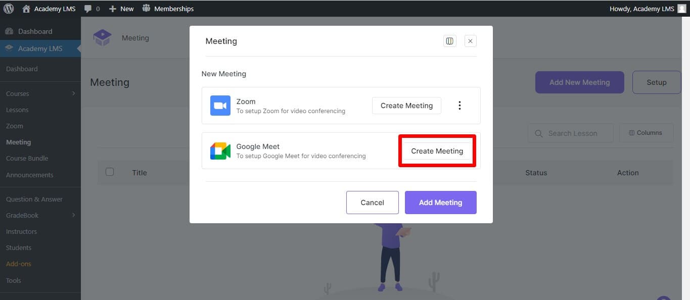click Create Meeting