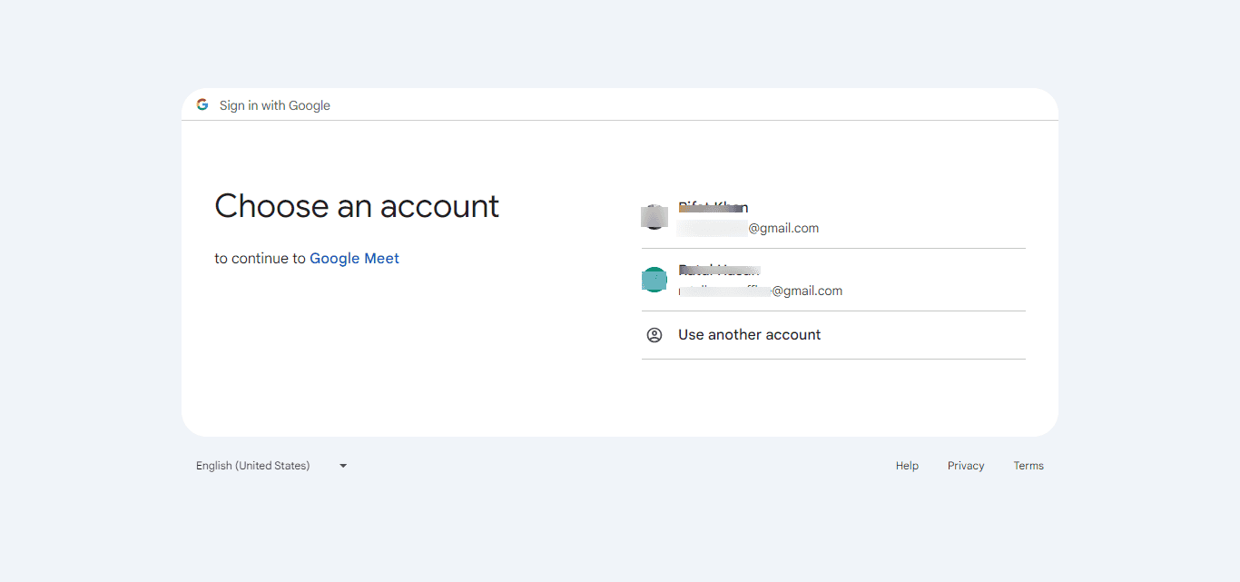 choose Google account