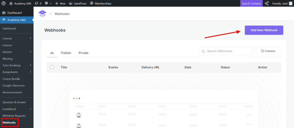 Add New Webhook 