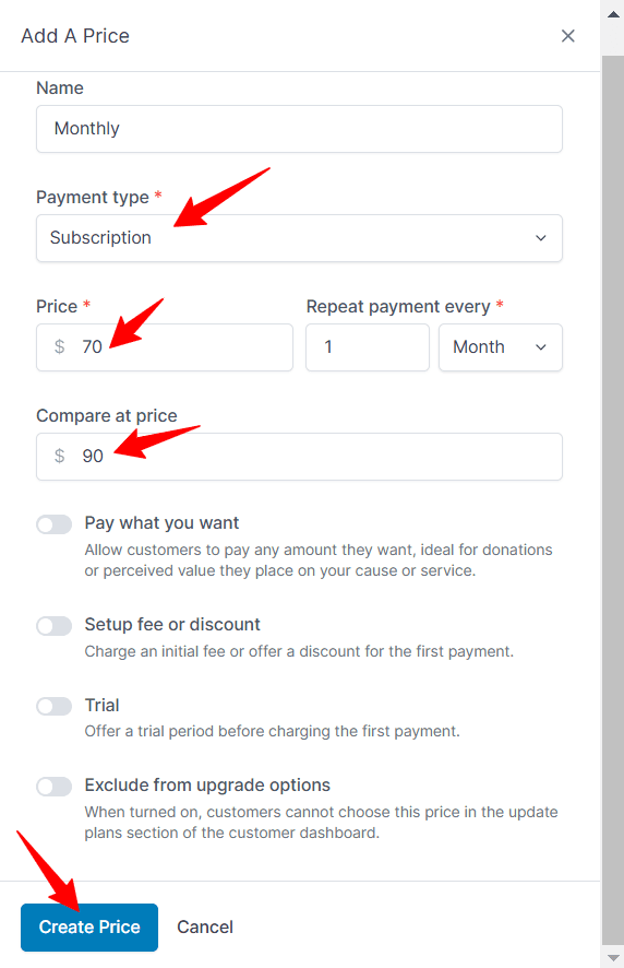 create price