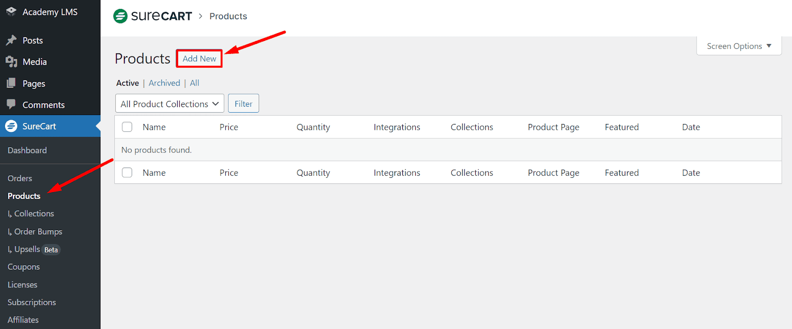 add new product in surecart