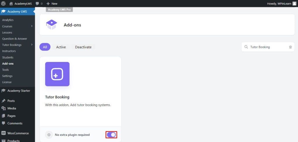 Enable Tutor Booking Addon