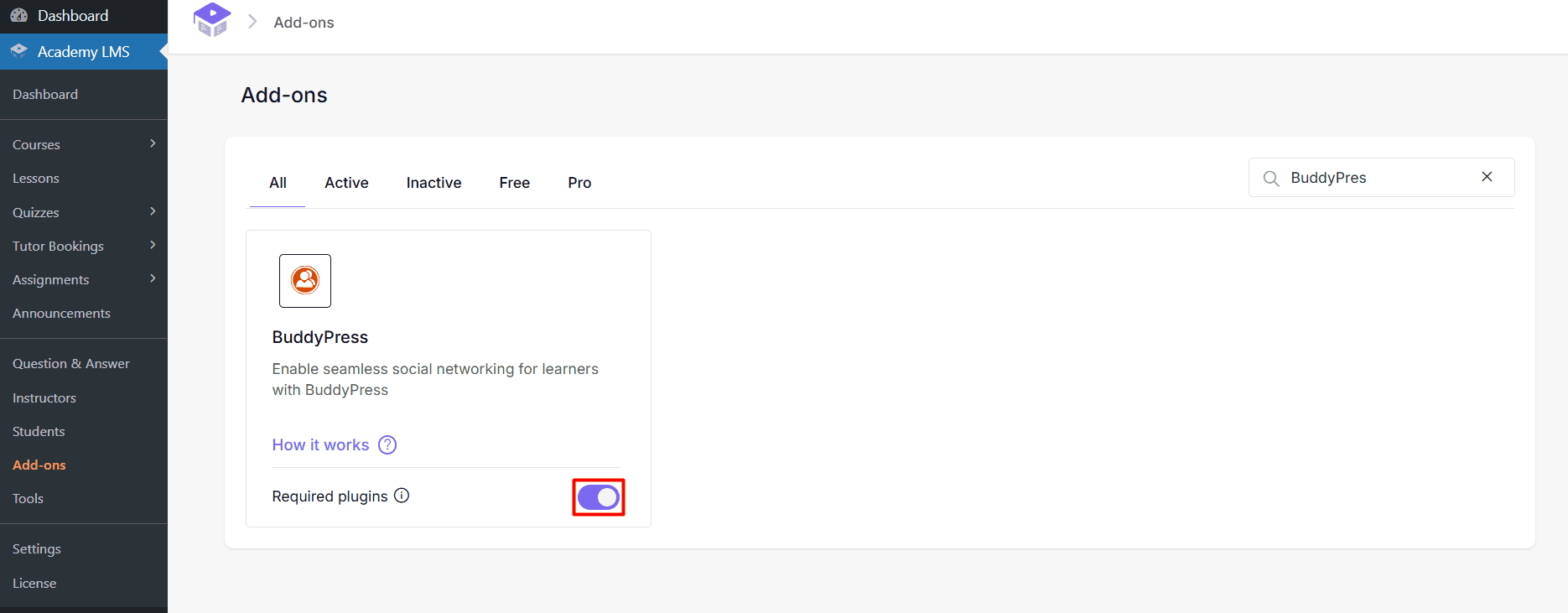 Core Add-ons BuddyPress